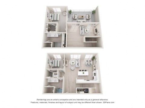Floor plan for 2 beds, 2 baths, 1891 sqft